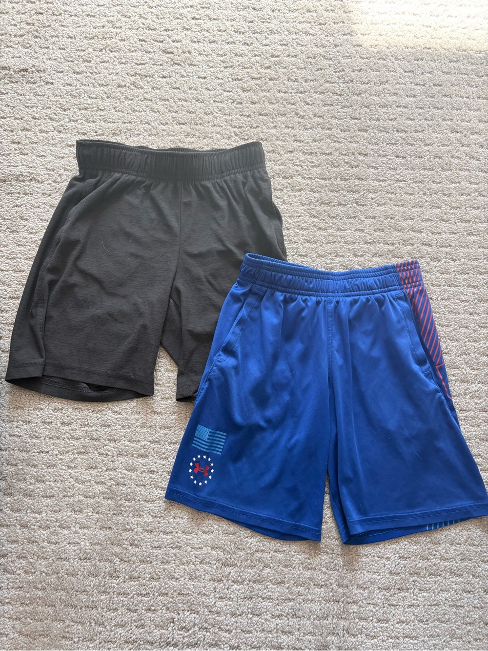 Lot of Boys S Small 6/7 Under Armour Athletic Shorts USA Sports Blue Black EUC